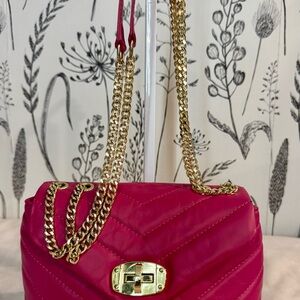 DIVINA FIRENZE Pink Quilted Chain Shoulder Bag